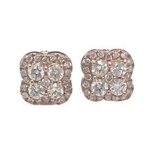 Load image into Gallery viewer, 10K Rose Gold Clover Cluster Diamond Earrings 0.68 CT 8MM
