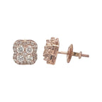 10K Rose Gold Clover Cluster Diamond Earrings 0.68 CT 8MM