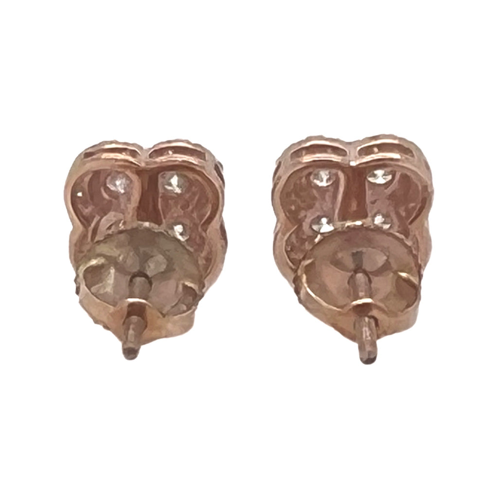 10K Rose Gold Clover Cluster Diamond Earrings 0.68 CT 8MM