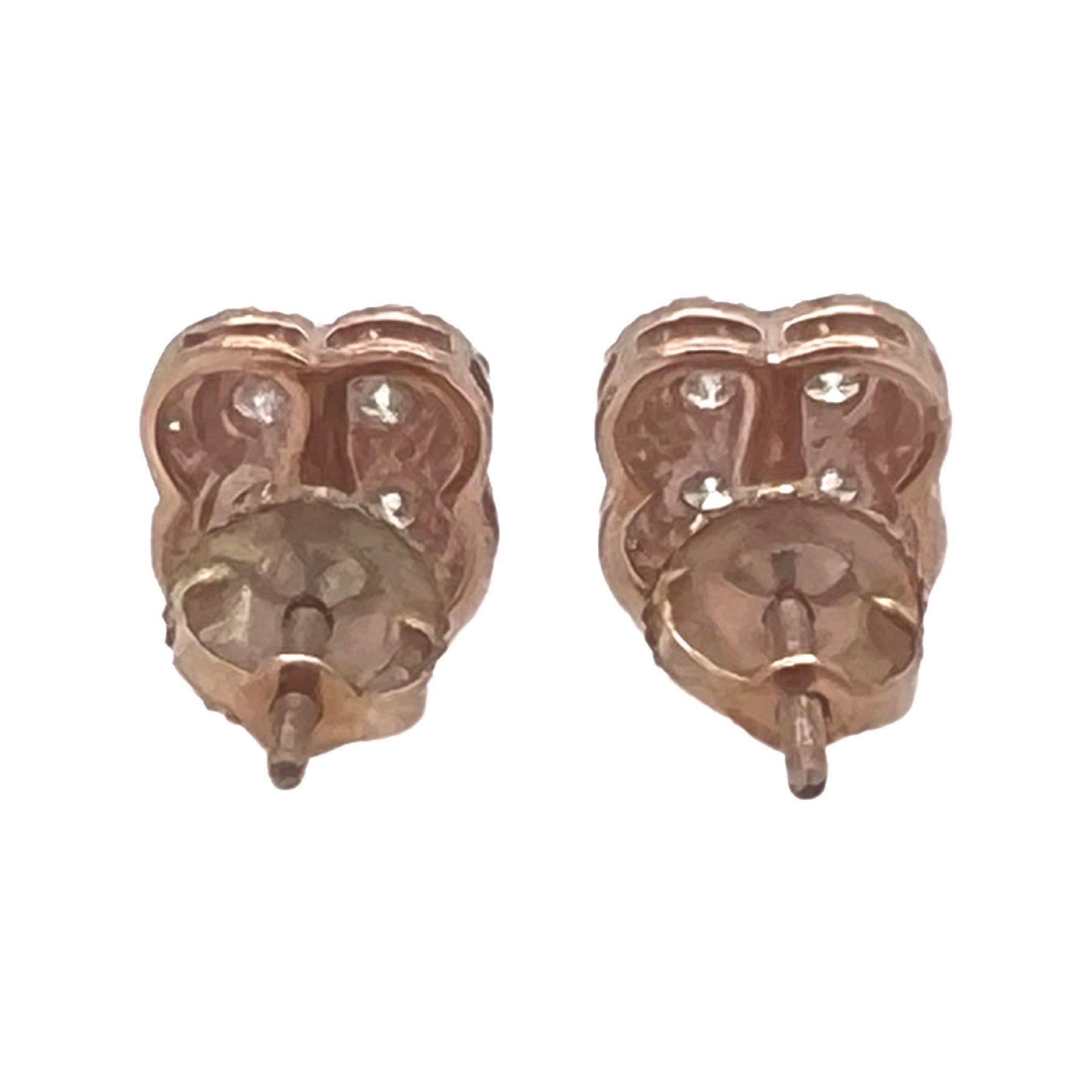 10K Rose Gold Clover Cluster Diamond Earrings 0.68 CT 8MM