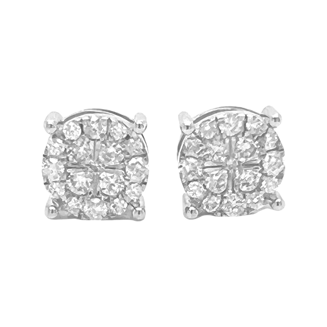 10K White Gold Round 4 Prong Diamond Earrings 1.02 CT 9.2MM