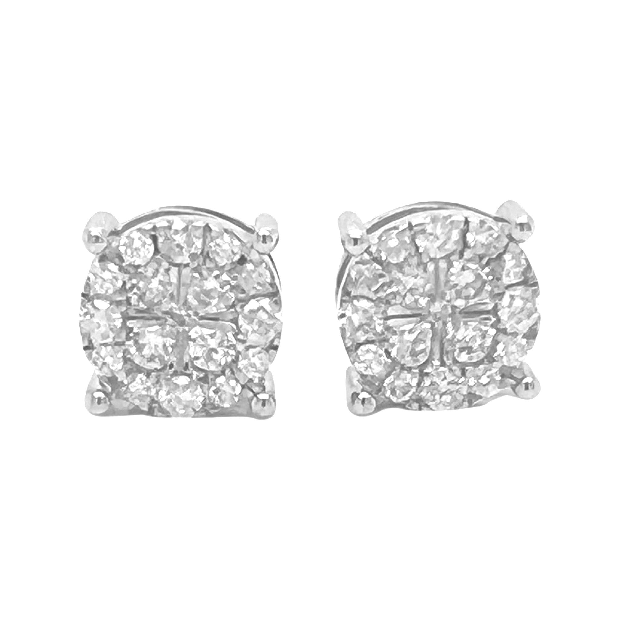 10K White Gold Round 4 Prong Diamond Earrings 1.54 CT 10.7MM