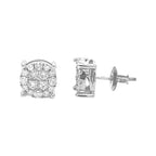 10K White Gold Round 4 Prong Diamond Earrings 1.54 CT 10.7MM