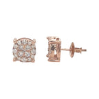 10K Rose Gold Round 4 Prong Diamond Earrings 0.96 CT 9.2MM
