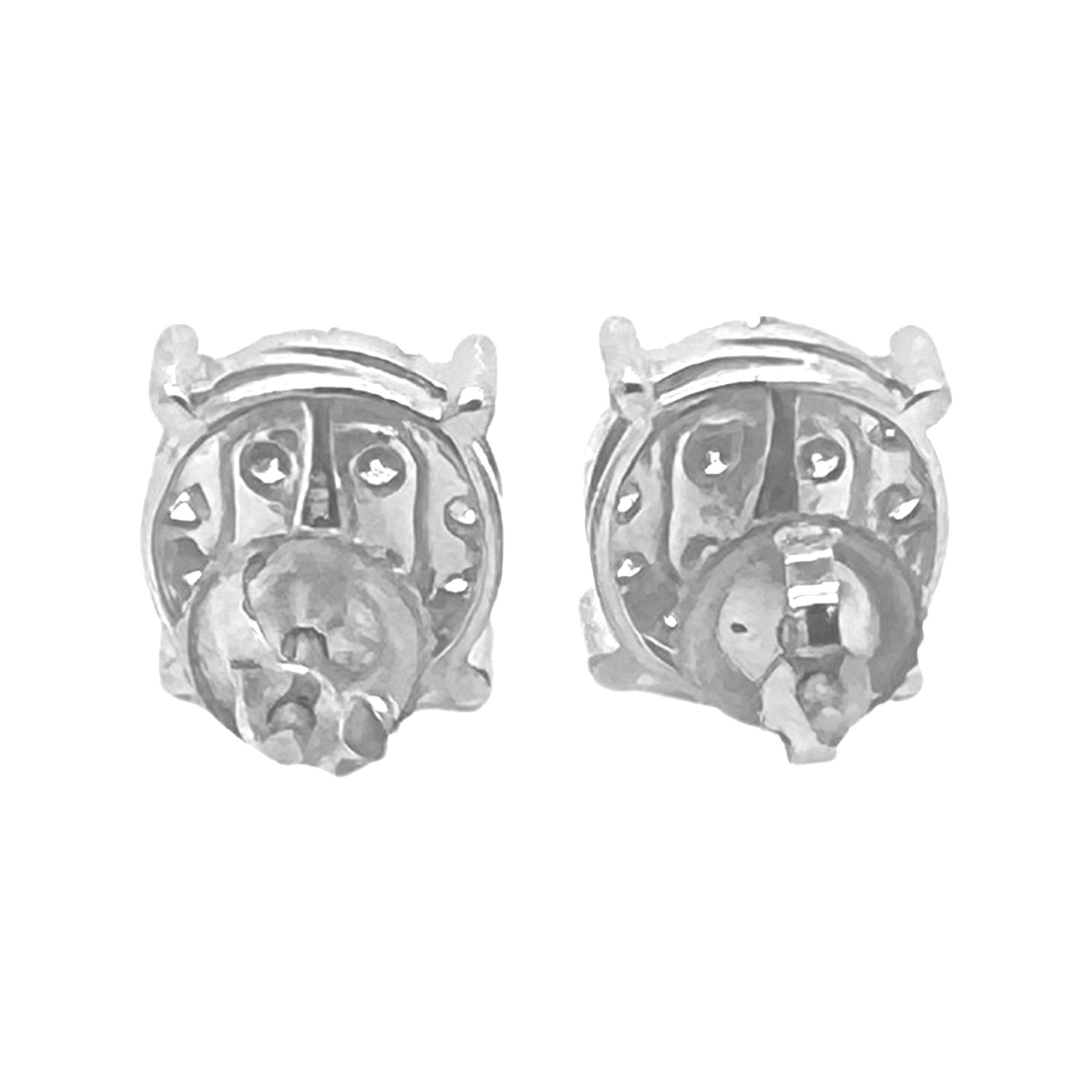 10K White Gold Round 4 Prong Diamond Earrings 1.54 CT 10.7MM