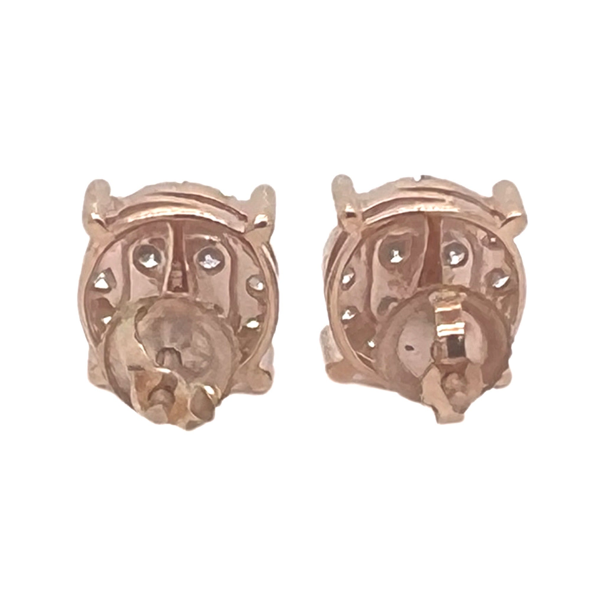 10K Rose Gold Round 4 Prong Diamond Earrings 0.96 CT 9.2MM