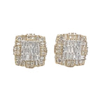 10K Yellow Gold 3D Square Baguette Diamond Earrings 1.0 CT 12.3MM