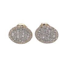 Load image into Gallery viewer, 10K Yellow Gold Oval Shape Baguette Diamond Earrings 0.30 CT 10.5MM
