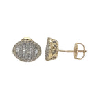 10K Yellow Gold Oval Shape Baguette Diamond Earrings 0.30 CT 10.5MM
