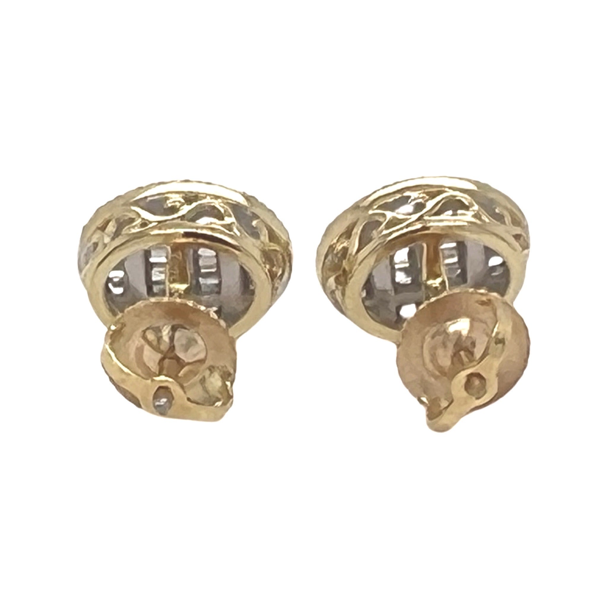 10K Yellow Gold Oval Shape Baguette Diamond Earrings 0.30 CT 10.5MM