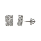 10K White Gold Rectangular Baguette Diamond Earrings 0.66 CT 6.3MM
