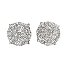 Load image into Gallery viewer, 10K White Gold Round Halo Cluster Diamond Earrings 2.5 CT 11.5MM
