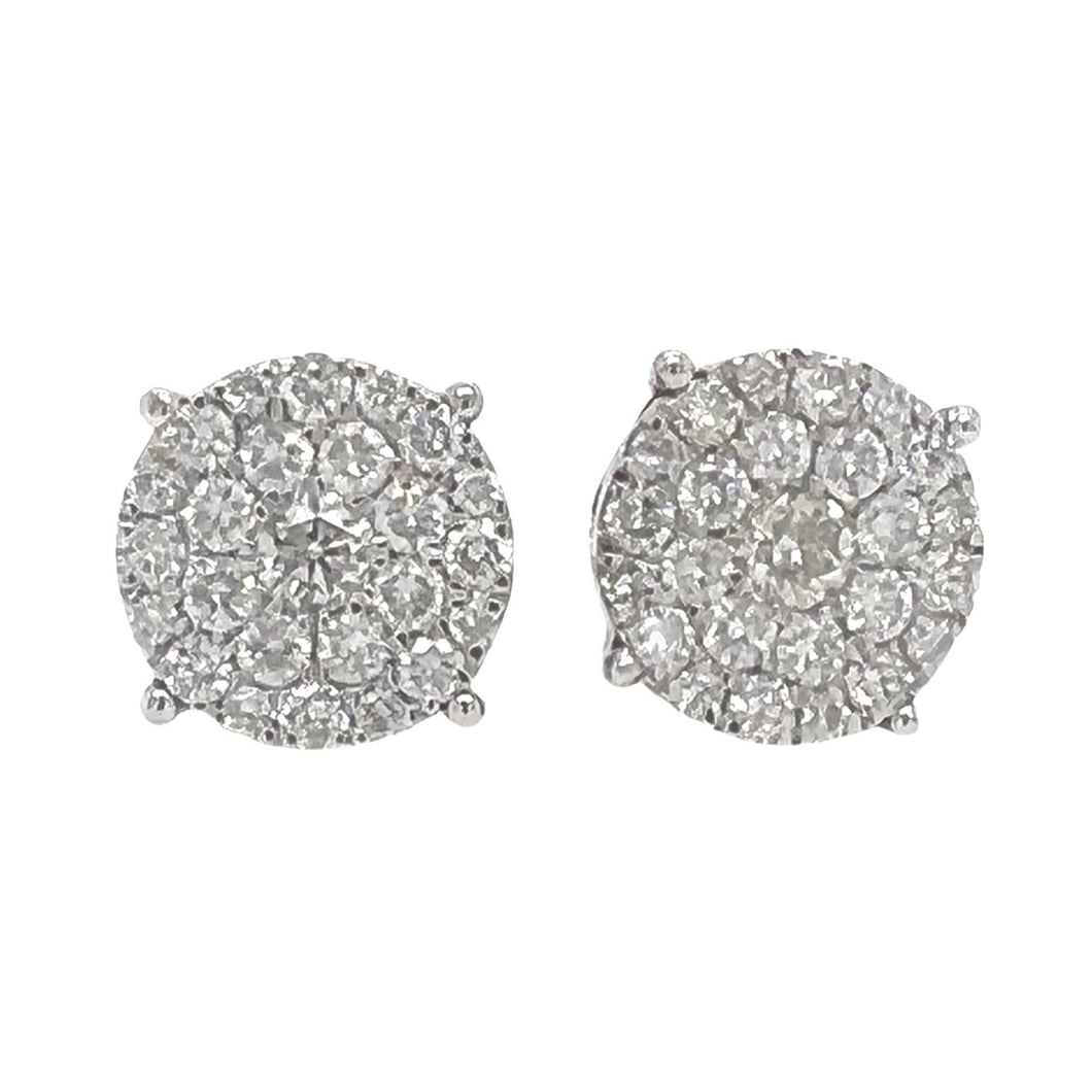 10K White Gold Round Halo Cluster Diamond Earrings 2.5 CT 11.5MM