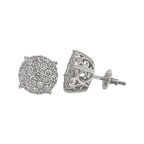 10K White Gold Round Halo Cluster Diamond Earrings 2.5 CT 11.5MM
