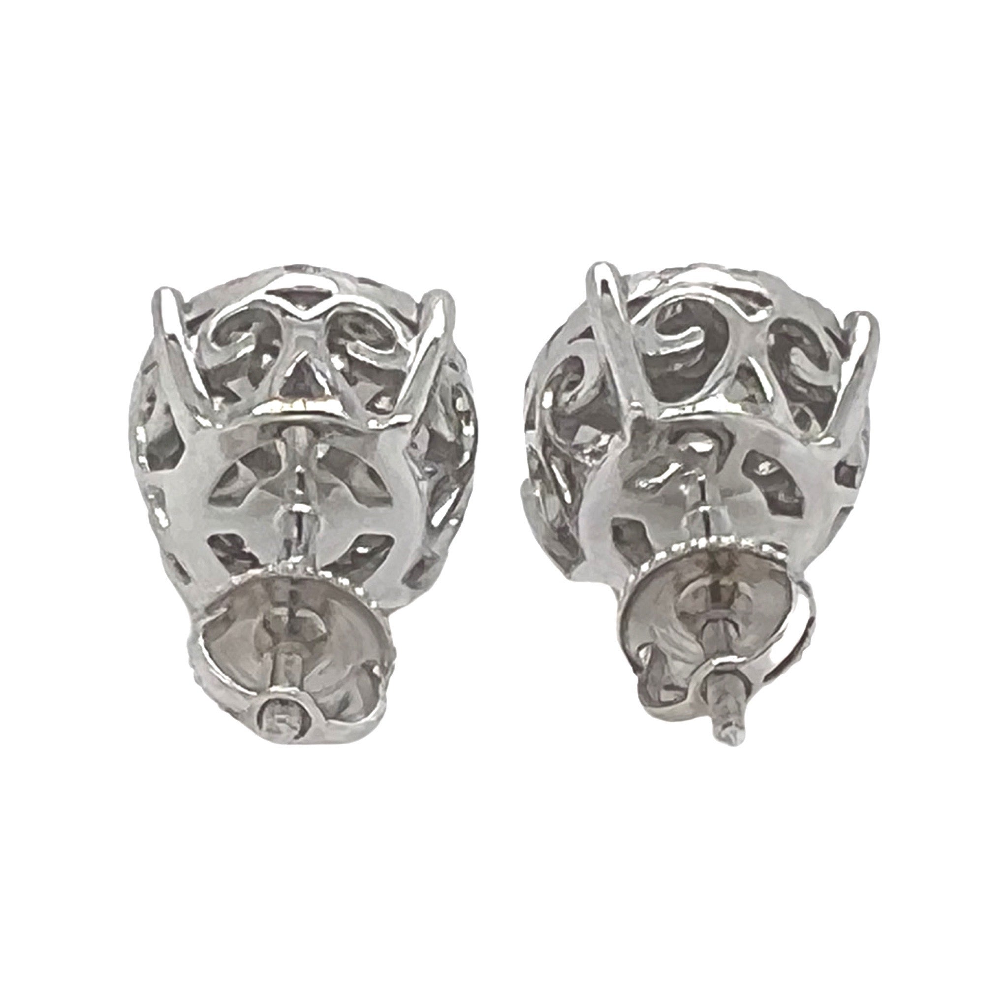 10K White Gold Round Halo Cluster Diamond Earrings 2.5 CT 11.5MM