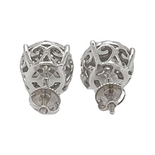 Load image into Gallery viewer, 10K White Gold Round Halo Cluster Diamond Earrings 2.5 CT 11.5MM
