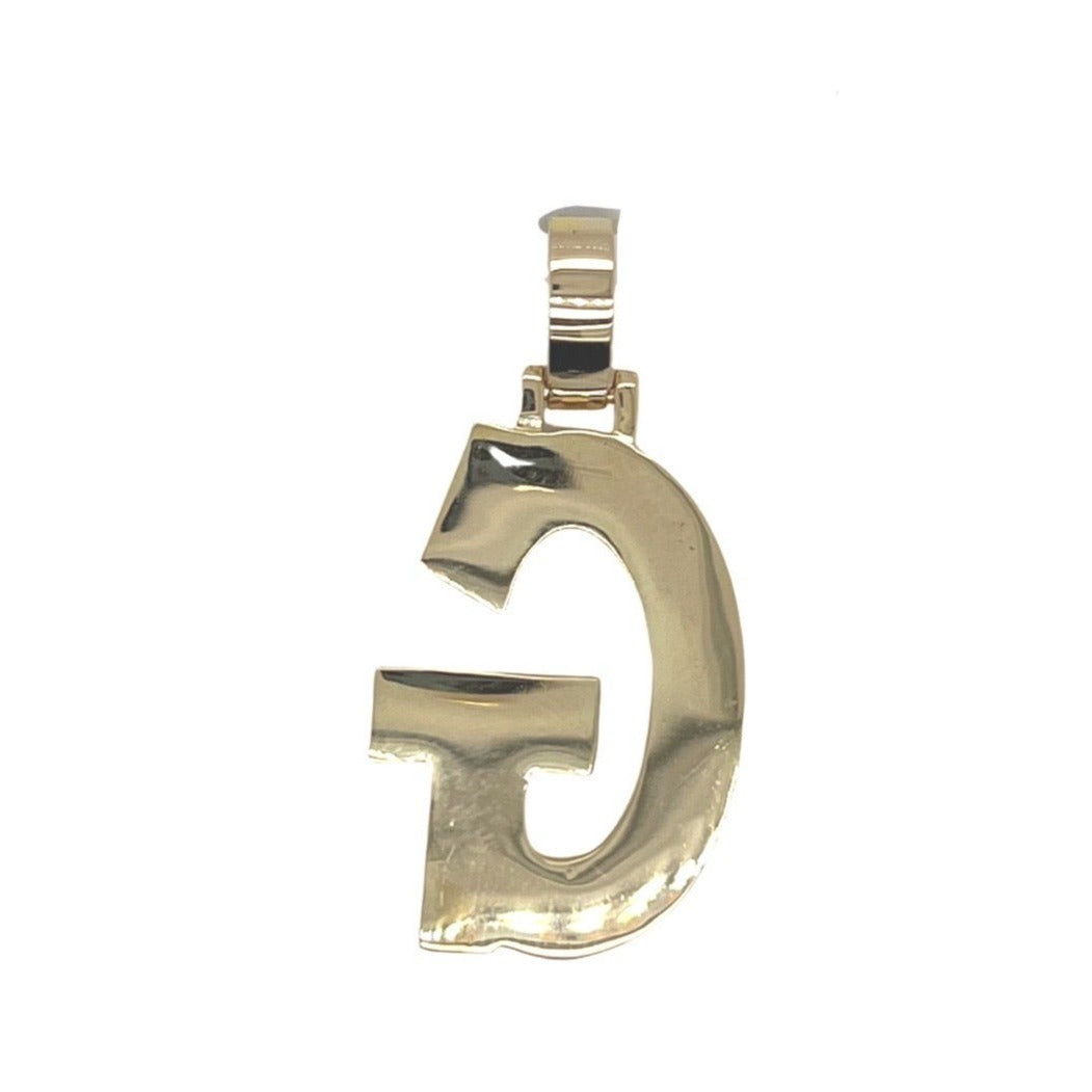 10K Yellow White Gold 3D Letter G Initial Diamond Pendant 1.40 CT 1.5"