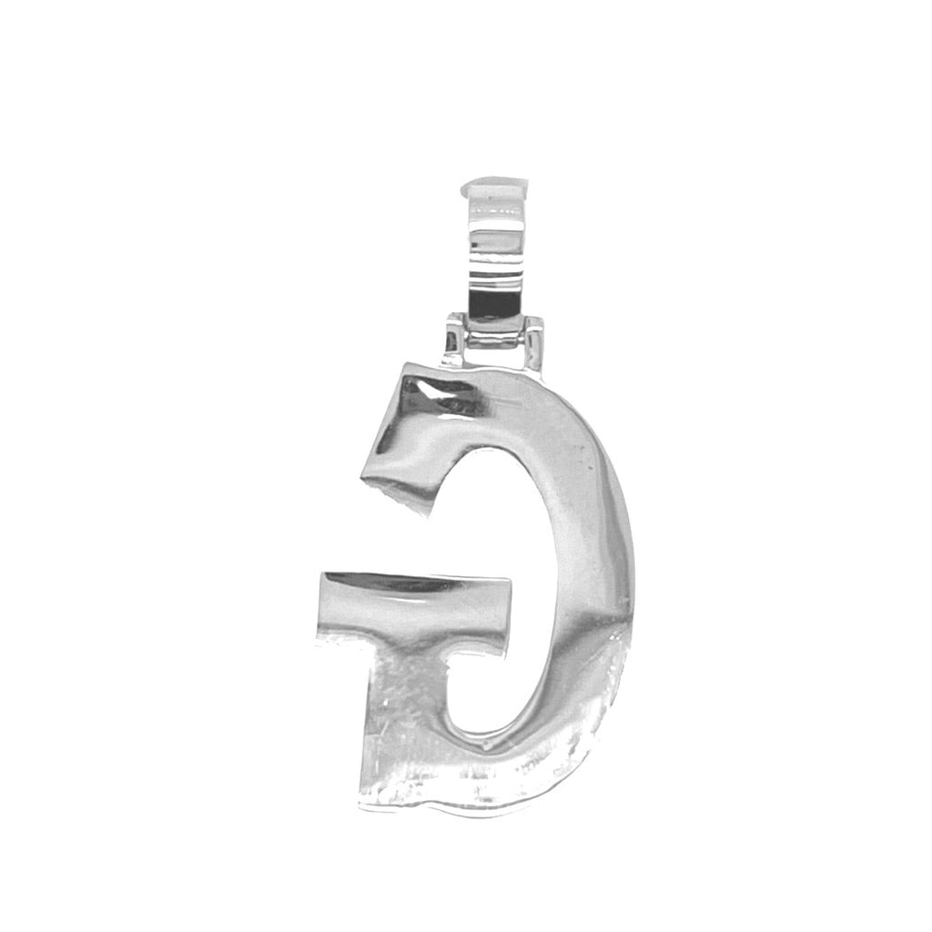 10K White Gold 3D Letter G Initial Diamond Pendant 1.40 CT 1.5"