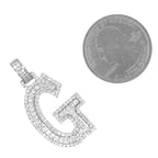 10K White Gold 3D Letter G Initial Diamond Pendant 1.40 CT 1.5"