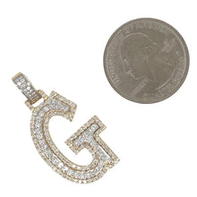 Load image into Gallery viewer, 10K Yellow White Gold 3D Letter G Initial Diamond Pendant 1.40 CT 1.5&quot;
