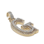 10K Yellow White Gold 3D Letter G Initial Diamond Pendant 1.40 CT 1.5"