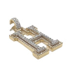 10K Yellow White Gold 3D Letter H Initial Diamond Pendant 1.68 CT 1.5"