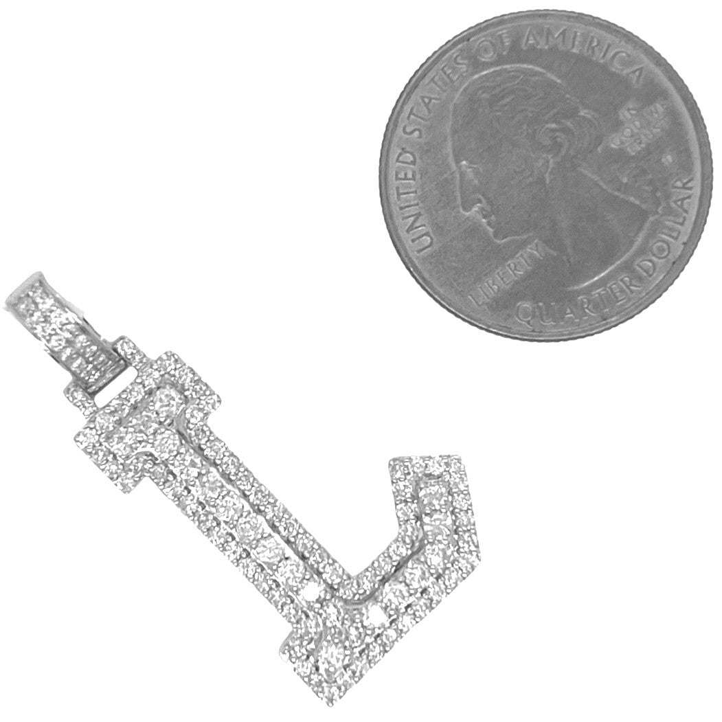 10K White Gold 3D Letter L Initial Diamond Pendant 1.44 CT 1.5"