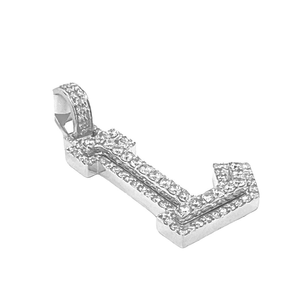 10K White Gold 3D Letter L Initial Diamond Pendant 1.44 CT 1.5"