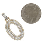 10K Yellow White Gold 3D Letter O Initial Diamond Pendant 1.07 CT 1.5"