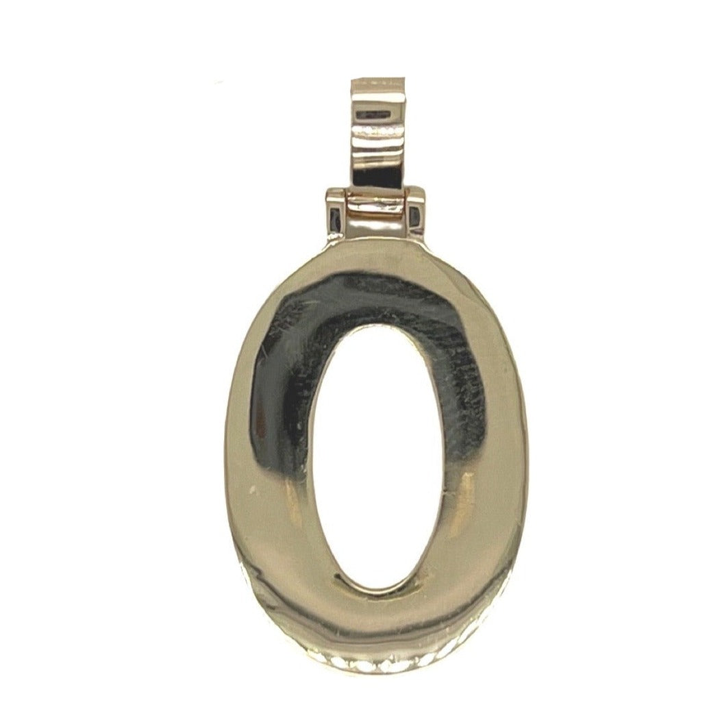 10K Yellow White Gold 3D Letter O Initial Diamond Pendant 1.07 CT 1.5"