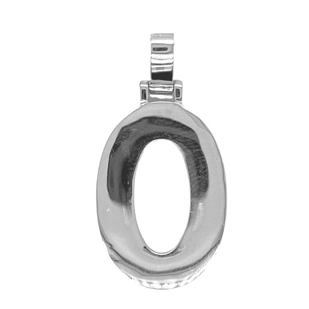 10K White Gold 3D Letter O Initial Diamond Pendant 1.07 CT 1.5"