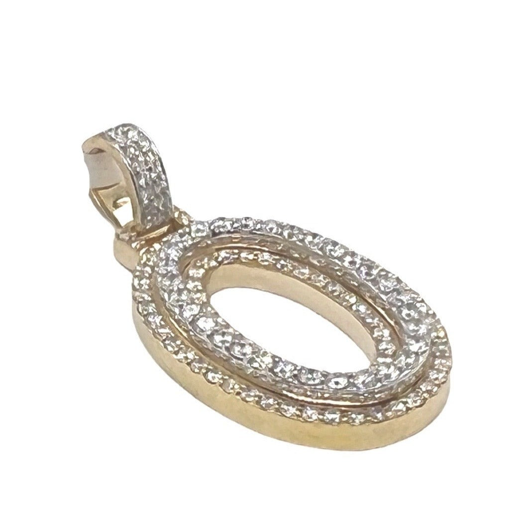 10K Yellow White Gold 3D Letter O Initial Diamond Pendant 1.07 CT 1.5"