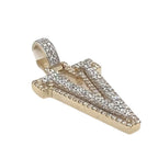 10K Yellow White Gold 3D Letter V Initial Diamond Pendant 1.24 CT 1.5"