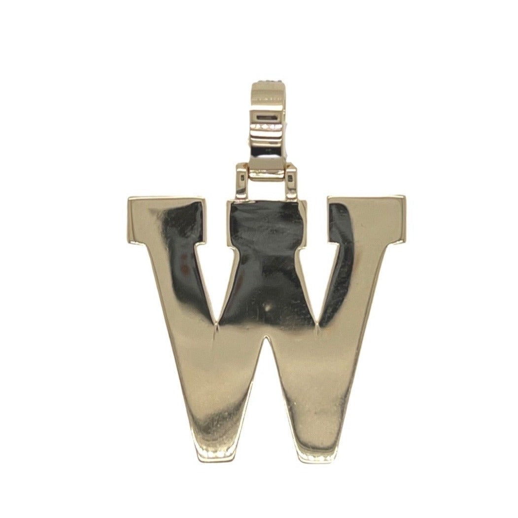 10K Yellow White Gold 3D Letter W Initial Diamond Pendant 2.05 CT 1.5"