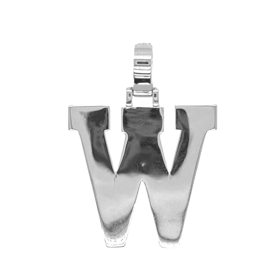 10K White Gold 3D Letter W Initial Diamond Pendant 2.05 CT 1.5"