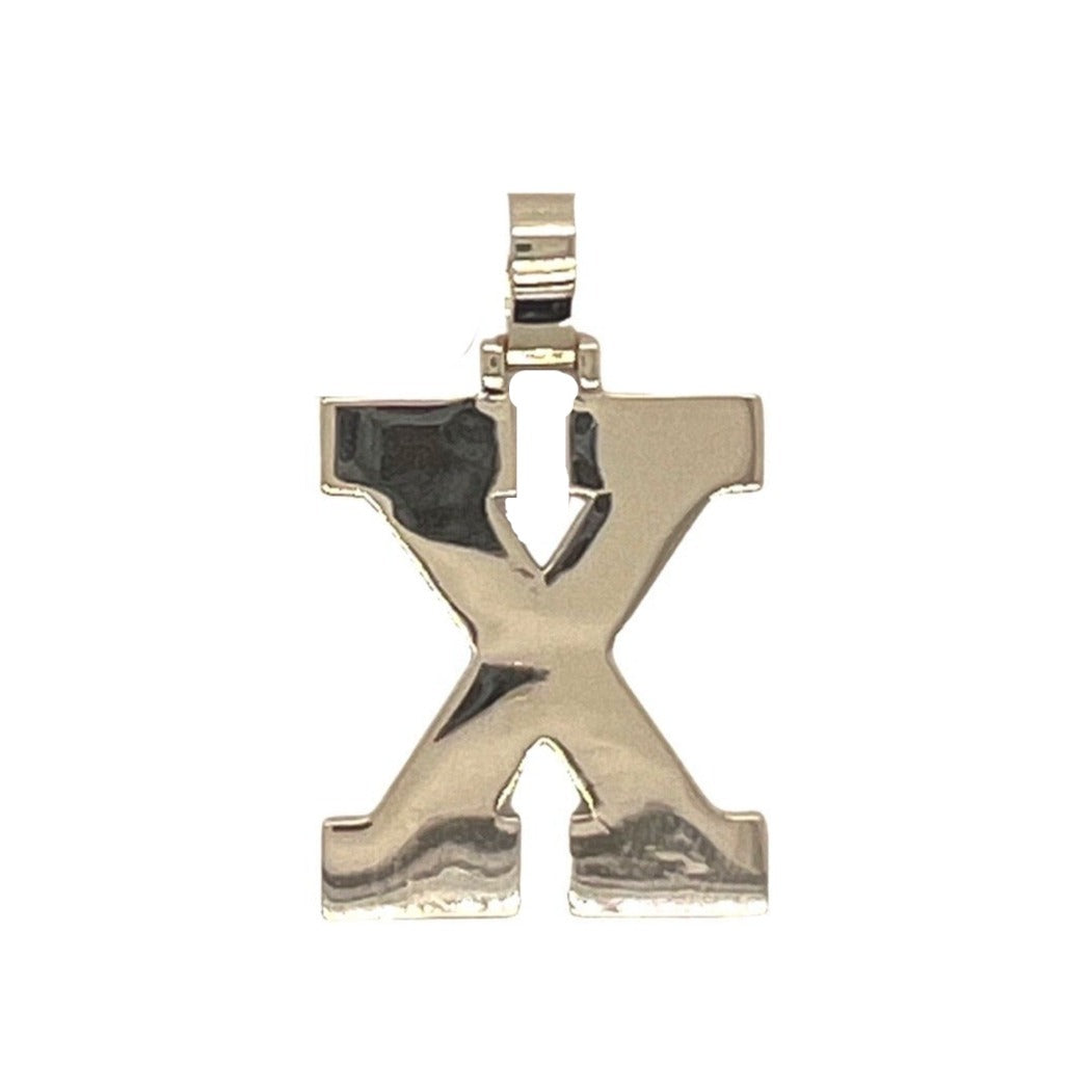 10K Yellow White Gold 3D Letter X Initial Diamond Pendant 1.62 CT 1.5"