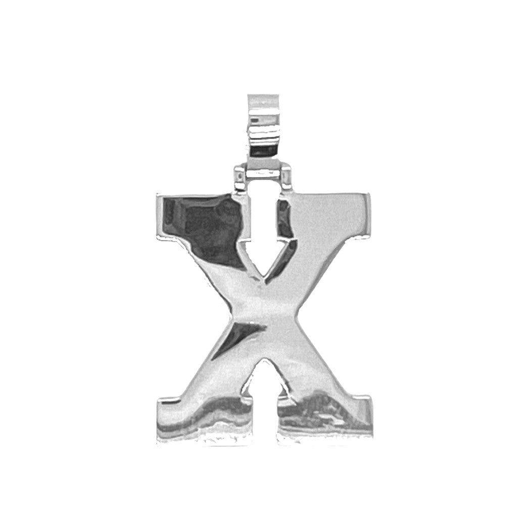 10K White Gold 3D Letter X Initial Diamond Pendant 1.62 CT 1.5"