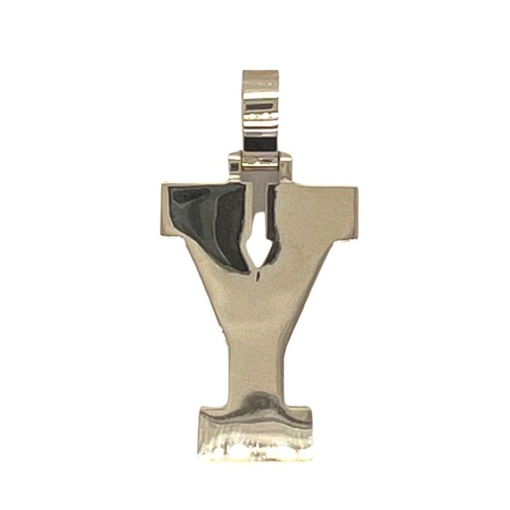 10K Yellow White Gold 3D Letter Y Initial Diamond Pendant 1.40 CT 1.5"