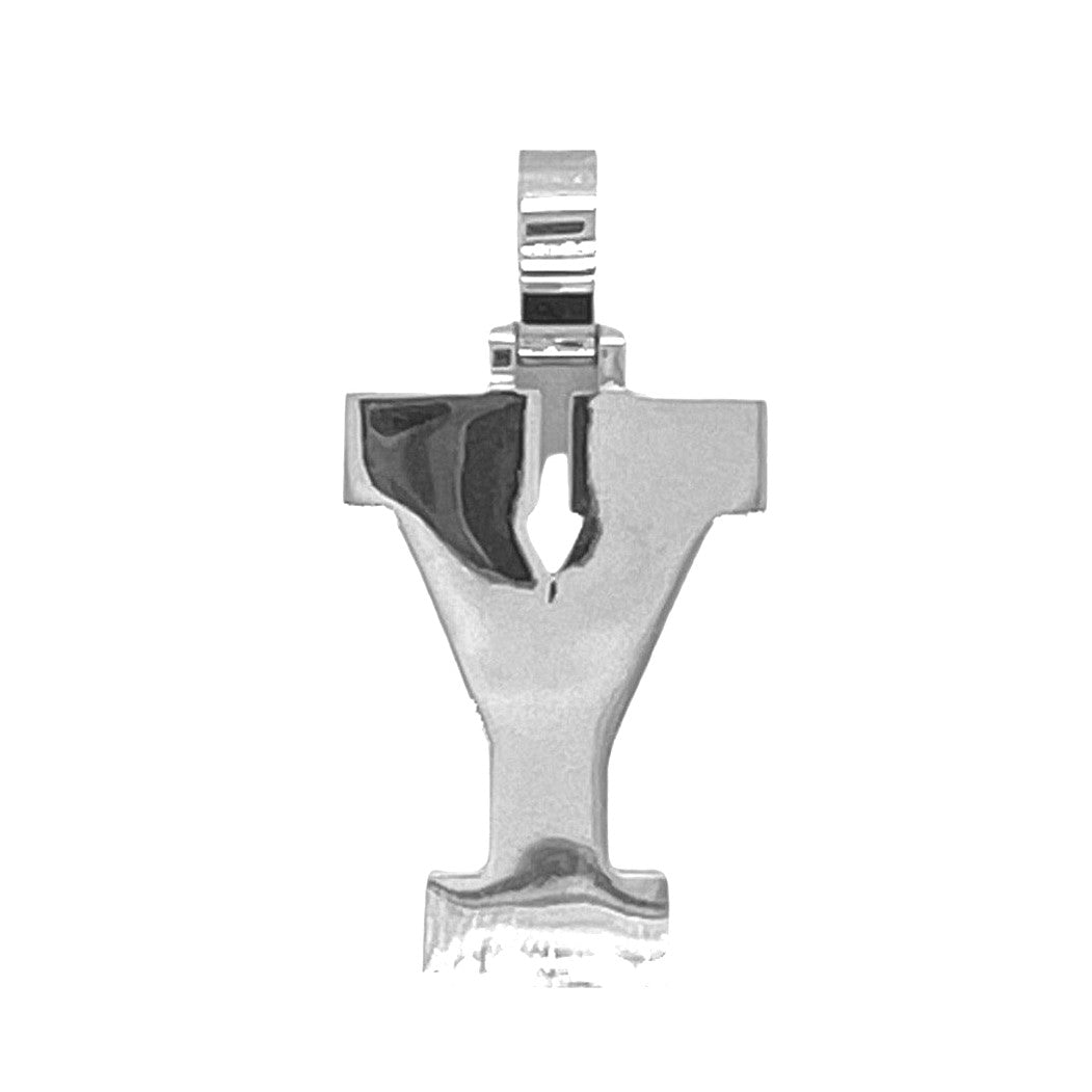 10K White Gold 3D Letter Y Initial Diamond Pendant 1.40 CT 1.5"