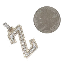 Load image into Gallery viewer, 10K Yellow White Gold 3D Letter Z Initial Diamond Pendant 1.49 CT 1.5&quot;
