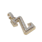 10K Yellow White Gold 3D Letter Z Initial Diamond Pendant 1.49 CT 1.5"