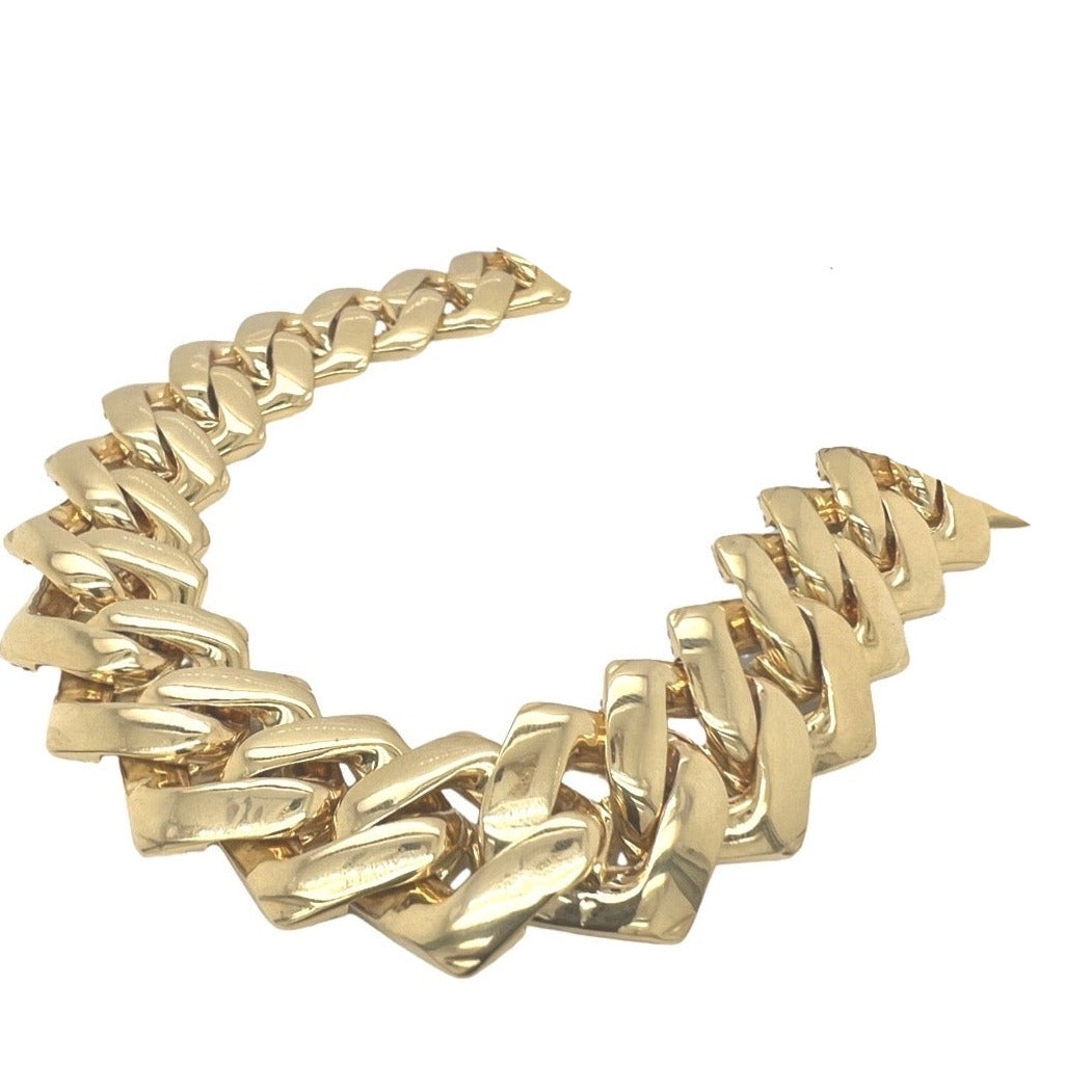 10K Yellow Gold 24MM Miami Cuban Baguette VS Diamond Chain 75.67 CT
