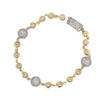 10K Yellow White Gold 9MM Rosary Bead Diamond Bracelet 2.95 CT 8.5"