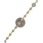 10K Yellow White Gold 9MM Rosary Bead Diamond Bracelet 2.95 CT 8.5"