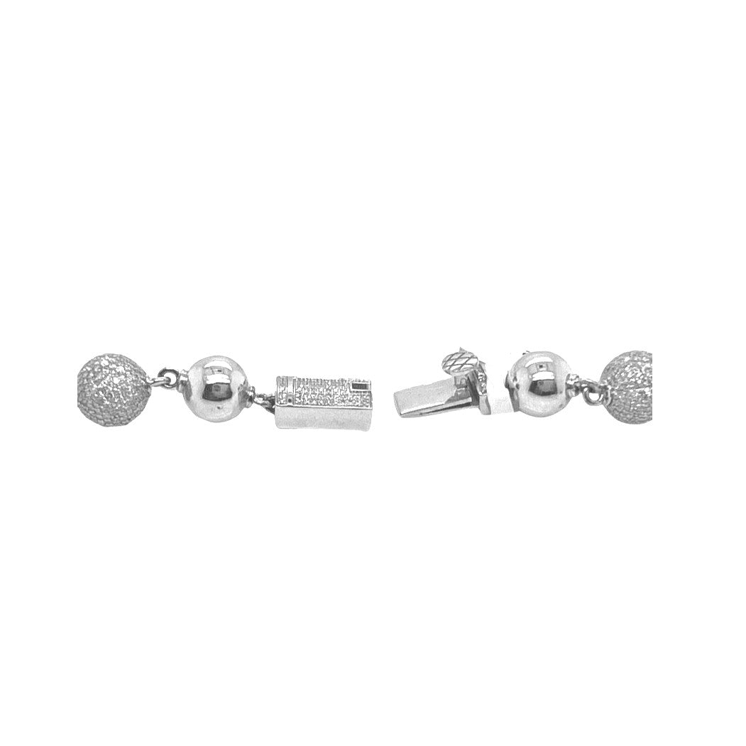 10K White Gold 9MM Rosary Bead Diamond Necklace 17.18 CT - 22"