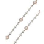 10K Rose White Gold 9MM Rosary Bead Diamond Necklace 7.95 CT - 22"