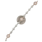 10K Rose White Gold 9MM Rosary Bead Diamond Necklace 7.95 CT - 22"