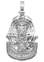 10K White Gold Pharaoh King Tut Blue Enamel VS Diamond Pendant 5.23 CT 2.75"