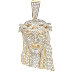 10K Yellow Gold Jesus Head Iced Diamond Pendant 3.34 CT 2.2"