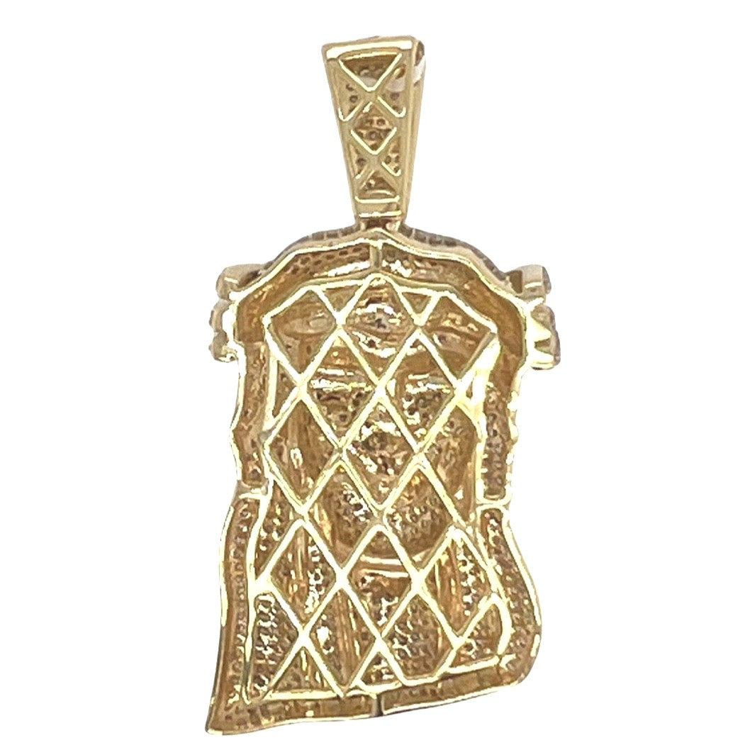 10K Yellow Gold Jesus Head Iced Diamond Pendant 3.34 CT 2.2"